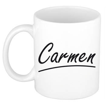 Carmen voornaam kado beker / mok sierlijke letters - gepersonaliseerde mok met naam - Naam mokken