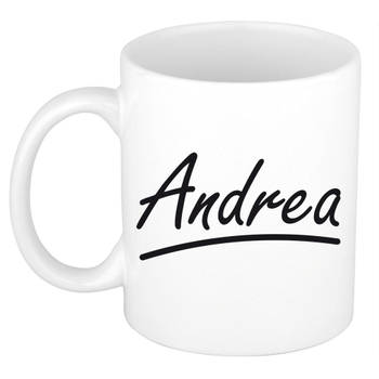 Andrea voornaam kado beker / mok sierlijke letters - gepersonaliseerde mok met naam - Naam mokken