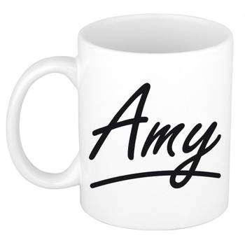 Amy voornaam kado beker / mok sierlijke letters - gepersonaliseerde mok met naam - Naam mokken