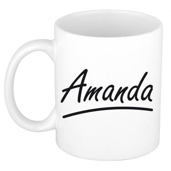 Amanda voornaam kado beker / mok sierlijke letters - gepersonaliseerde mok met naam - Naam mokken