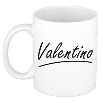 Valentino voornaam kado beker / mok sierlijke letters - gepersonaliseerde mok met naam - Naam mokken