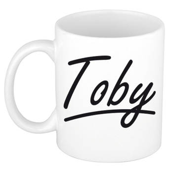 Toby voornaam kado beker / mok sierlijke letters - gepersonaliseerde mok met naam - Naam mokken