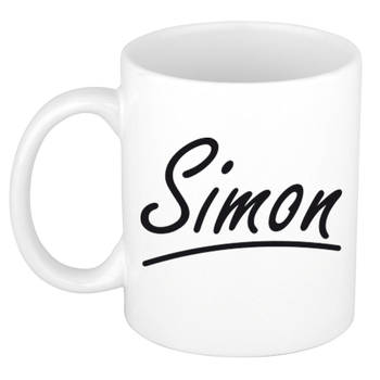 Simon voornaam kado beker / mok sierlijke letters - gepersonaliseerde mok met naam - Naam mokken
