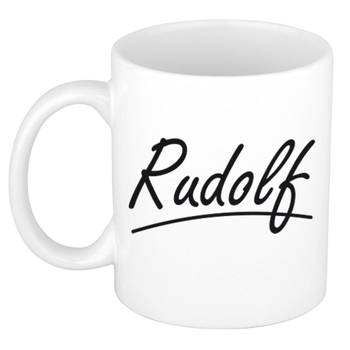 Rudolf voornaam kado beker / mok sierlijke letters - gepersonaliseerde mok met naam - Naam mokken