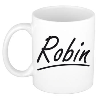 Robin voornaam kado beker / mok sierlijke letters - gepersonaliseerde mok met naam - Naam mokken