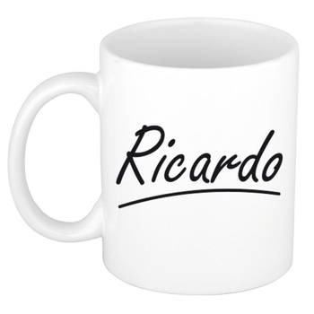 Ricardo voornaam kado beker / mok sierlijke letters - gepersonaliseerde mok met naam - Naam mokken