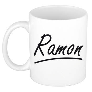 Ramon voornaam kado beker / mok sierlijke letters - gepersonaliseerde mok met naam - Naam mokken