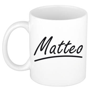 Matteo voornaam kado beker / mok sierlijke letters - gepersonaliseerde mok met naam - Naam mokken