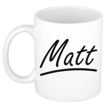 Matt voornaam kado beker / mok sierlijke letters - gepersonaliseerde mok met naam - Naam mokken