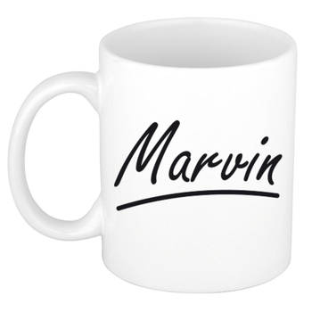 Marvin voornaam kado beker / mok sierlijke letters - gepersonaliseerde mok met naam - Naam mokken