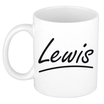 Lewis voornaam kado beker / mok sierlijke letters - gepersonaliseerde mok met naam - Naam mokken