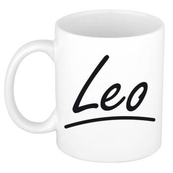 Leo voornaam kado beker / mok sierlijke letters - gepersonaliseerde mok met naam - Naam mokken