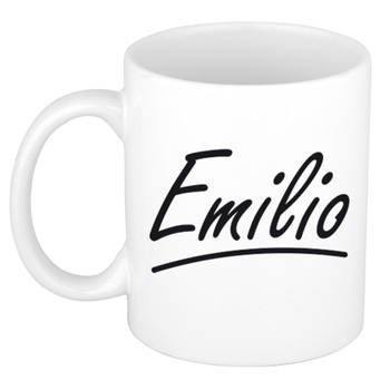 Emilio voornaam kado beker / mok sierlijke letters - gepersonaliseerde mok met naam - Naam mokken