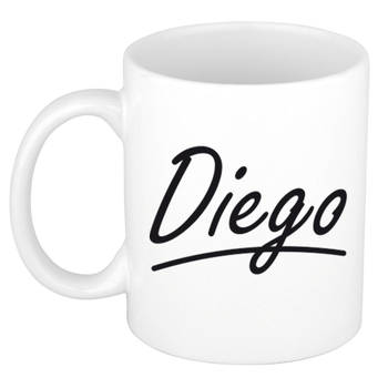 Diego voornaam kado beker / mok sierlijke letters - gepersonaliseerde mok met naam - Naam mokken