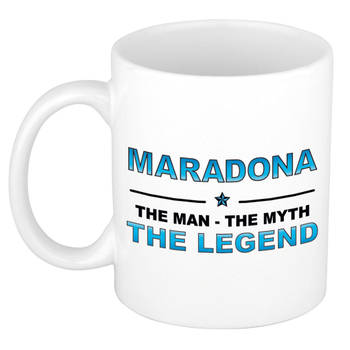 Cadeau mok/ beker Maradona The man, The myth the legend 300 ml - Pluisje / voetballegende/ held - Naam mokken