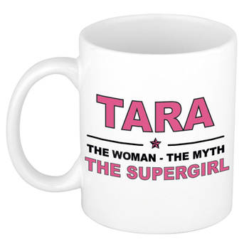 Naam cadeau mok/ beker Tara The woman, The myth the supergirl 300 ml - Naam mokken