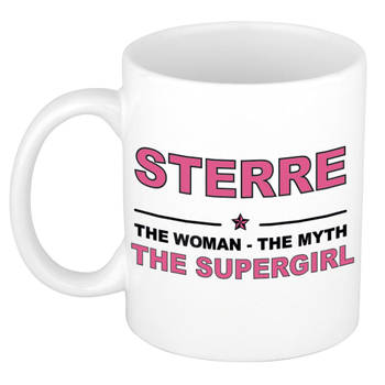 Naam cadeau mok/ beker Sterre The woman, The myth the supergirl 300 ml - Naam mokken