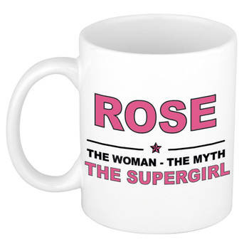 Naam cadeau mok/ beker Rose The woman, The myth the supergirl 300 ml - Naam mokken