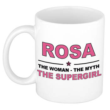 Naam cadeau mok/ beker Rosa The woman, The myth the supergirl 300 ml - Naam mokken