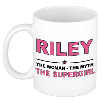 Naam cadeau mok/ beker Riley The woman, The myth the supergirl 300 ml - Naam mokken