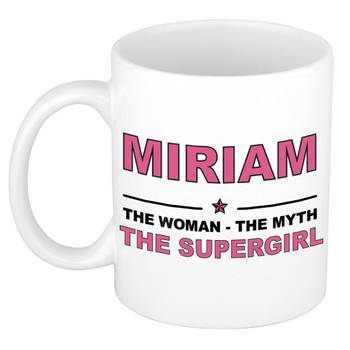 Naam cadeau mok/ beker Miriam The woman, The myth the supergirl 300 ml - Naam mokken