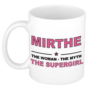 Naam cadeau mok/ beker Mirthe The woman, The myth the supergirl 300 ml - Naam mokken