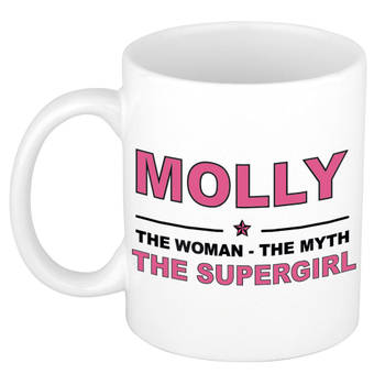 Naam cadeau mok/ beker Molly The woman, The myth the supergirl 300 ml - Naam mokken