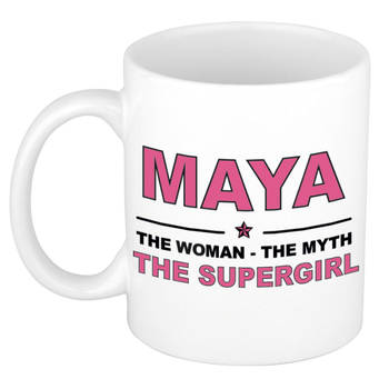 Naam cadeau mok/ beker Maya The woman, The myth the supergirl 300 ml - Naam mokken