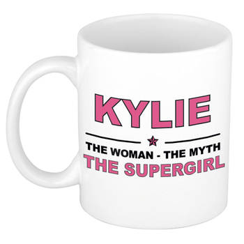 Naam cadeau mok/ beker Kylie The woman, The myth the supergirl 300 ml - Naam mokken