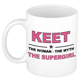 Naam cadeau mok/ beker Keet The woman, The myth the supergirl 300 ml - Naam mokken