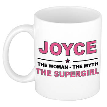 Naam cadeau mok/ beker Joyce The woman, The myth the supergirl 300 ml - Naam mokken