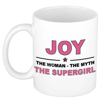 Naam cadeau mok/ beker Joy The woman, The myth the supergirl 300 ml - Naam mokken