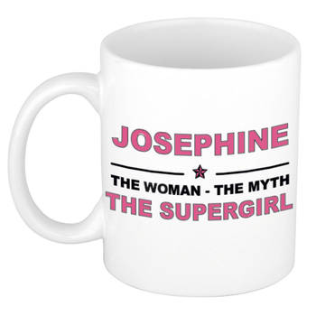 Naam cadeau mok/ beker Josephine The woman, The myth the supergirl 300 ml - Naam mokken