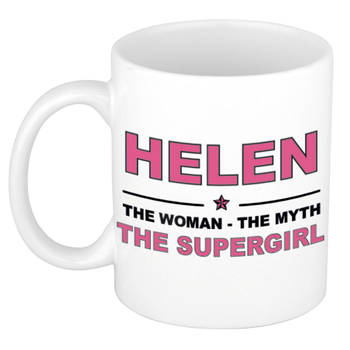 Naam cadeau mok/ beker Helen The woman, The myth the supergirl 300 ml - Naam mokken