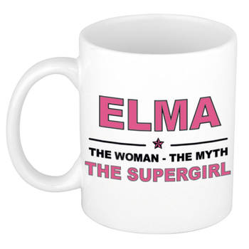 Naam cadeau mok/ beker Elma The woman, The myth the supergirl 300 ml - Naam mokken
