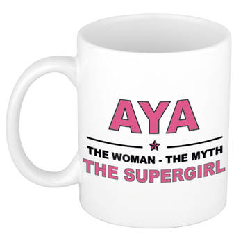 Naam cadeau mok/ beker Aya The woman, The myth the supergirl 300 ml - Naam mokken