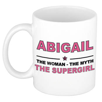 Naam cadeau mok/ beker Abigail The woman, The myth the supergirl 300 ml - Naam mokken