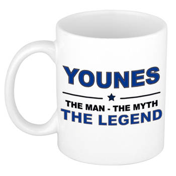Naam cadeau mok/ beker Younes The man, The myth the legend 300 ml - Naam mokken