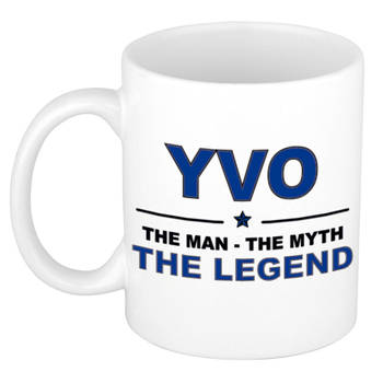 Naam cadeau mok/ beker Yvo The man, The myth the legend 300 ml - Naam mokken