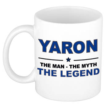 Naam cadeau mok/ beker Yaron The man, The myth the legend 300 ml - Naam mokken