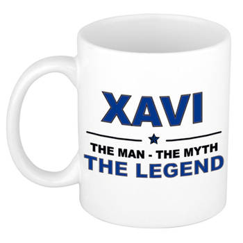 Naam cadeau mok/ beker Xavi The man, The myth the legend 300 ml - Naam mokken