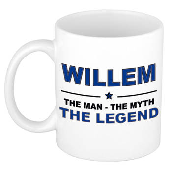 Naam cadeau mok/ beker Willem The man, The myth the legend 300 ml - Naam mokken