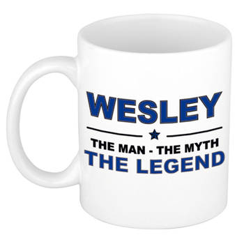 Naam cadeau mok/ beker Wesley The man, The myth the legend 300 ml - Naam mokken