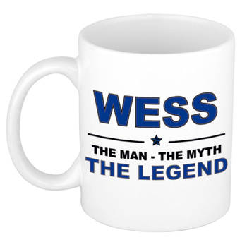 Naam cadeau mok/ beker Wess The man, The myth the legend 300 ml - Naam mokken