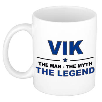 Naam cadeau mok/ beker Vik The man, The myth the legend 300 ml - Naam mokken