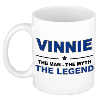 Naam cadeau mok/ beker Vinnie The man, The myth the legend 300 ml - Naam mokken