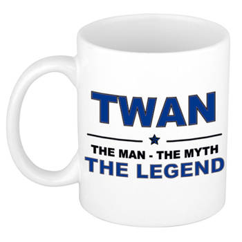 Naam cadeau mok/ beker Twan The man, The myth the legend 300 ml - Naam mokken