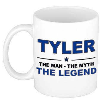 Naam cadeau mok/ beker Tyler The man, The myth the legend 300 ml - Naam mokken