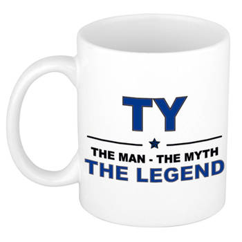 Naam cadeau mok/ beker Ty The man, The myth the legend 300 ml - Naam mokken