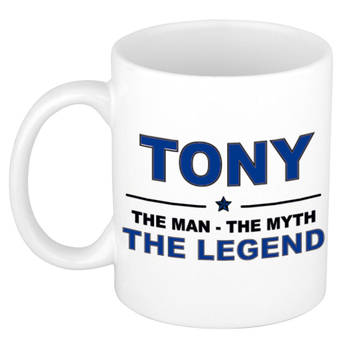 Naam cadeau mok/ beker Tony The man, The myth the legend 300 ml - Naam mokken